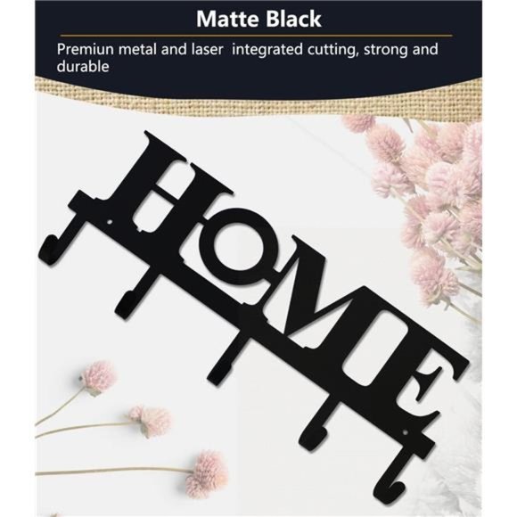 Key Holder Black Metal Wall Mount Vintage Keys Hook Home Decor Rustic Western - Picture 4 of 6